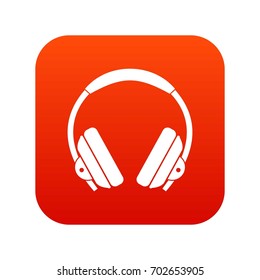 Headphone icon digital red for any design isolated on white vector illustration