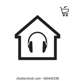  Headphone  icon. Flat design.