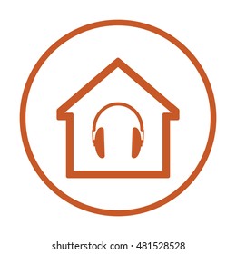  Headphone  icon.   Flat design.
