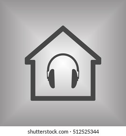  Headphone  icon.   Flat design.