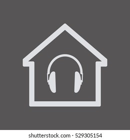  Headphone  icon.   Flat design.