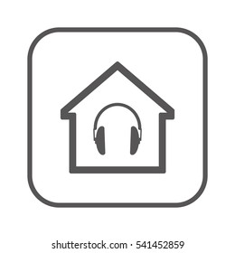 Headphone  icon.   Flat design.