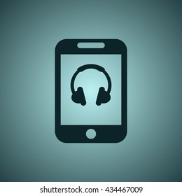 Headphone Icon, flat design style