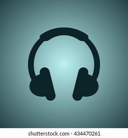 Headphone Icon, flat design style