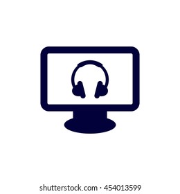 Headphone Icon, flat design style
