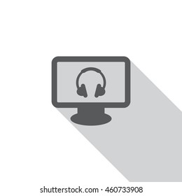 Headphone Icon, flat design style