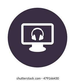 Headphone Icon, flat design style
