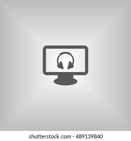 Headphone Icon, flat design style