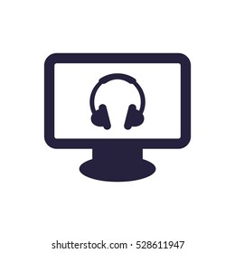 Headphone Icon, flat design style