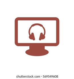 Headphone Icon, flat design style