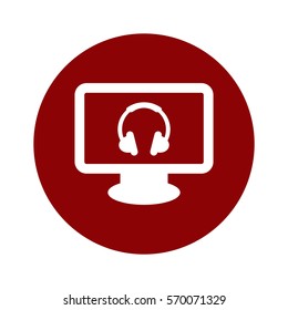 Headphone Icon, flat design style