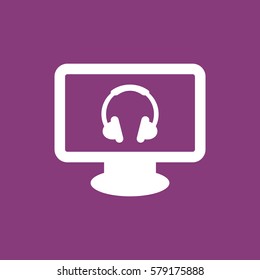Headphone Icon, flat design style
