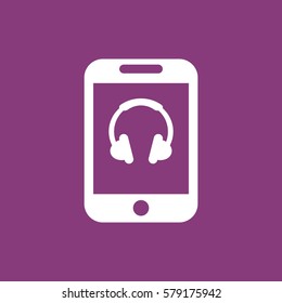 Headphone Icon, flat design style