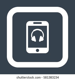 Headphone Icon, flat design style