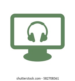Headphone Icon, flat design style