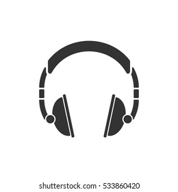Headphone icon flat. Illustration isolated on white background. Vector grey sign symbol