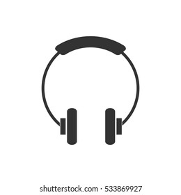 Headphone icon flat. Illustration isolated on white background. Vector grey sign symbol
