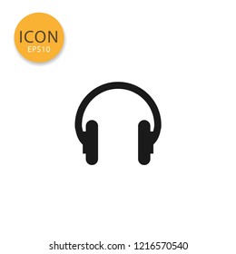 Headphone icon flat style in black color vector illustration on white background.