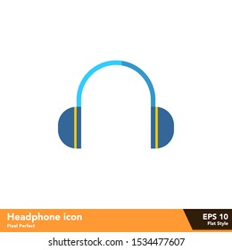 Headphone icon in flat style, with color and pixel perfect eps 10