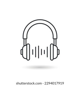 Headphone icon in flat style. Earphone vector illustration on isolated background. Listen music sign business concept.