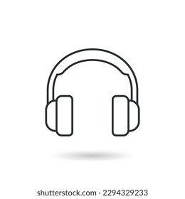 Headphone icon in flat style. Earphone vector illustration on isolated background. Listen music sign business concept.