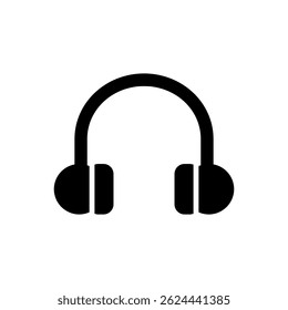 Headphone Icon, Flat Vector Symbol for Audio Device, Communication, and Technology.