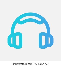 Icono de audífono en estilo gradiente sobre multimedia, uso para presentación de aplicaciones móviles en sitios web