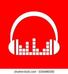 Headphone icon. Headphones with sound wave icon isolated, minimal design. Vector illustration
