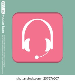 headphone icon. help sign, customer support avatar