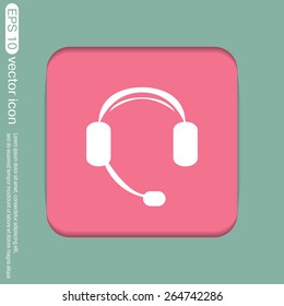 Headphone icon. Help sign, customer support avatar