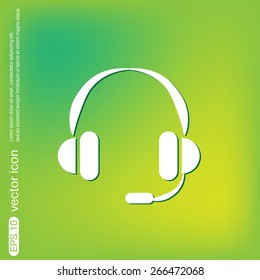 headphone icon. help sign, customer support avatar