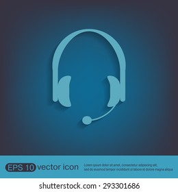 headphone icon. help sign, customer support avatar