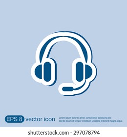 headphone icon. help sign, customer support avatar