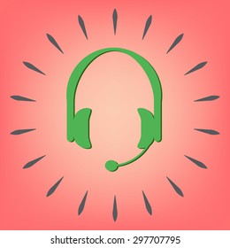 headphone icon. help sign, customer support avatar