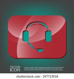 headphone icon. help sign, customer support avatar