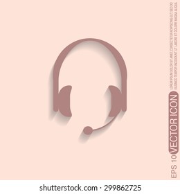 headphone icon. help sign, customer support avatar
