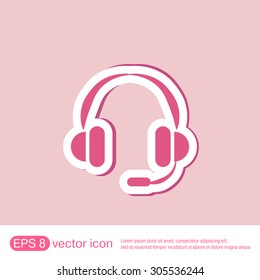 headphone icon. help sign, customer support avatar