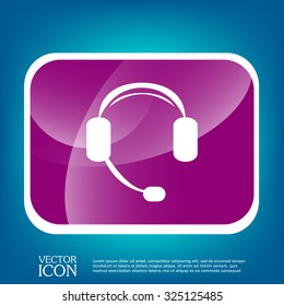 headphone icon. help sign, customer support avatar