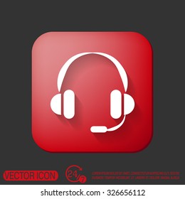 headphone icon. help sign, customer support avatar