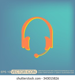 headphone icon. help sign, customer support avatar