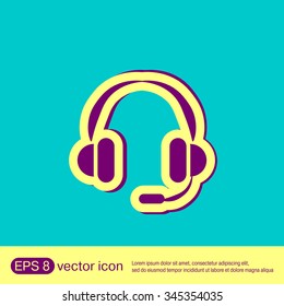 headphone icon. help sign, customer support avatar