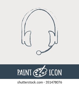 headphone icon. help sign, customer support avatar