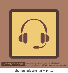headphone icon. help sign, customer support avatar