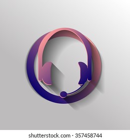 headphone icon. help sign, customer support avatar