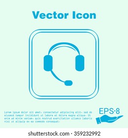 headphone icon. help sign, customer support avatar