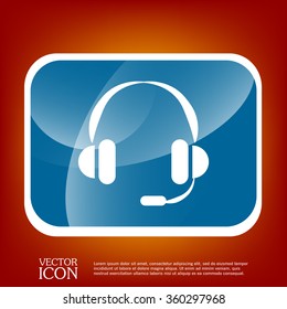 headphone icon. help sign, customer support avatar