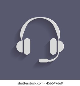 headphone icon. help sign, customer support avatar
