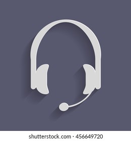 headphone icon. help sign, customer support avatar