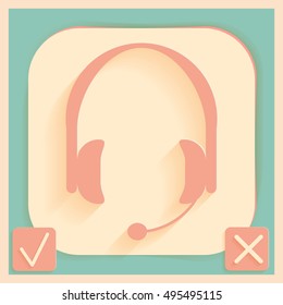 headphone icon. help sign, customer support avatar