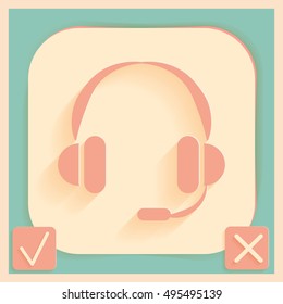 headphone icon. help sign, customer support avatar